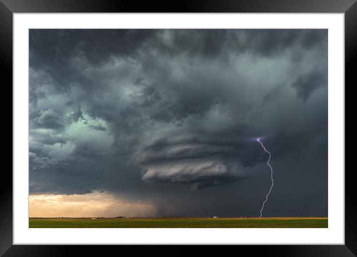 Mesocyclone on a supercell thunderstorm. Texas Framed Mounted Print by John Finney