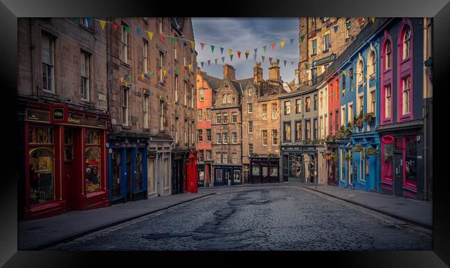 Edinburgh's West Bow and Victoria Street Framed Print by John Frid