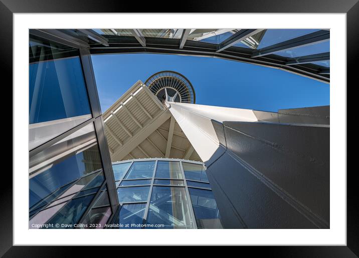 The Space Needle looking up through the entrance canopy, Seattle, Washington, USA Framed Mounted Print by Dave Collins