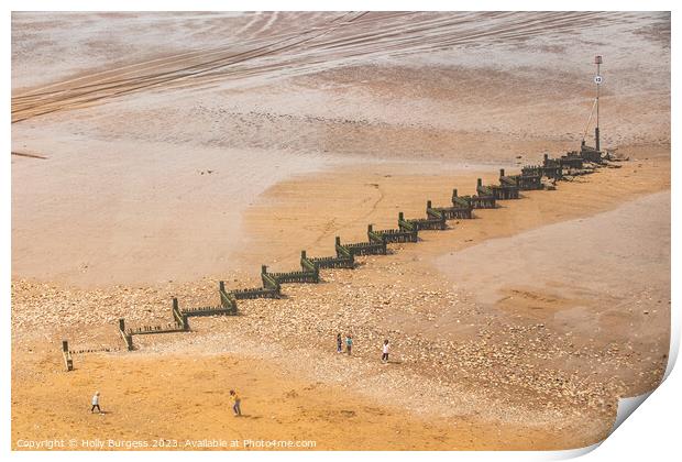 Norfolk's Heacham Beach Defences Print by Holly Burgess