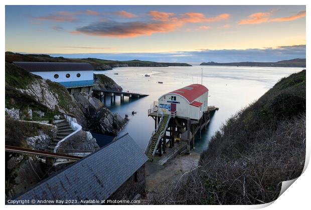 Sunset over St David's RNLI Stations Print by Andrew Ray
