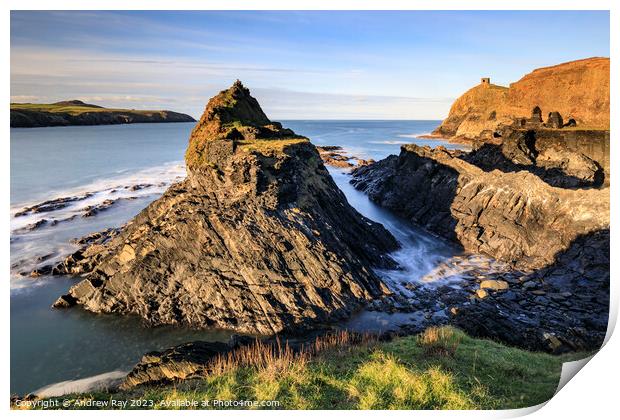 Blue Lagoon sea stack Print by Andrew Ray