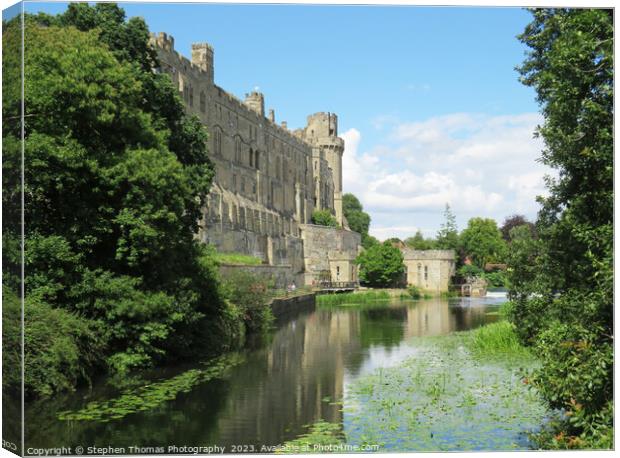 Historic Warwick Castle and Weir Canvas Print by Stephen Thomas Photography 
