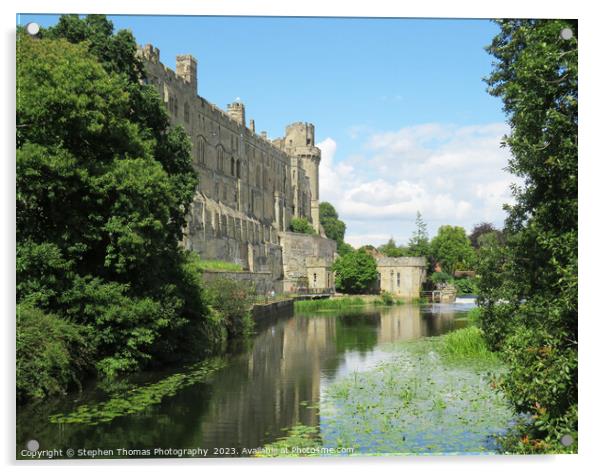 Historic Warwick Castle and Weir Acrylic by Stephen Thomas Photography 