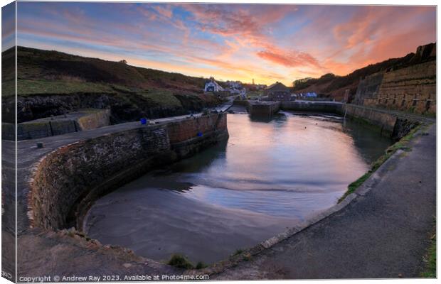 Porthgain Harbour at sunrise Canvas Print by Andrew Ray