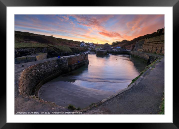 Porthgain Harbour at sunrise Framed Mounted Print by Andrew Ray