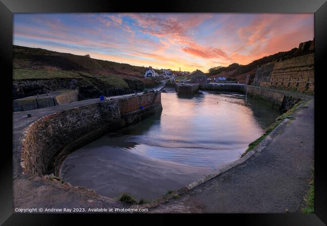 Porthgain Harbour at sunrise Framed Print by Andrew Ray