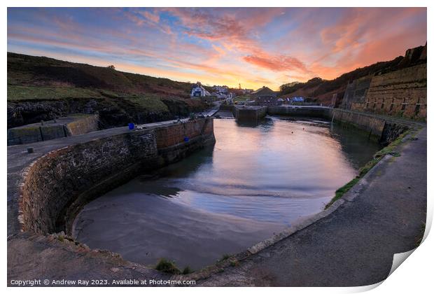 Porthgain Harbour at sunrise Print by Andrew Ray