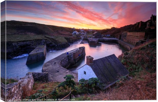 Porthgain sunrise  Canvas Print by Andrew Ray