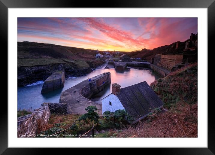 Porthgain sunrise  Framed Mounted Print by Andrew Ray