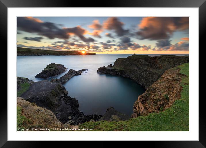 Setting sun at the Blue Lagoon Framed Mounted Print by Andrew Ray