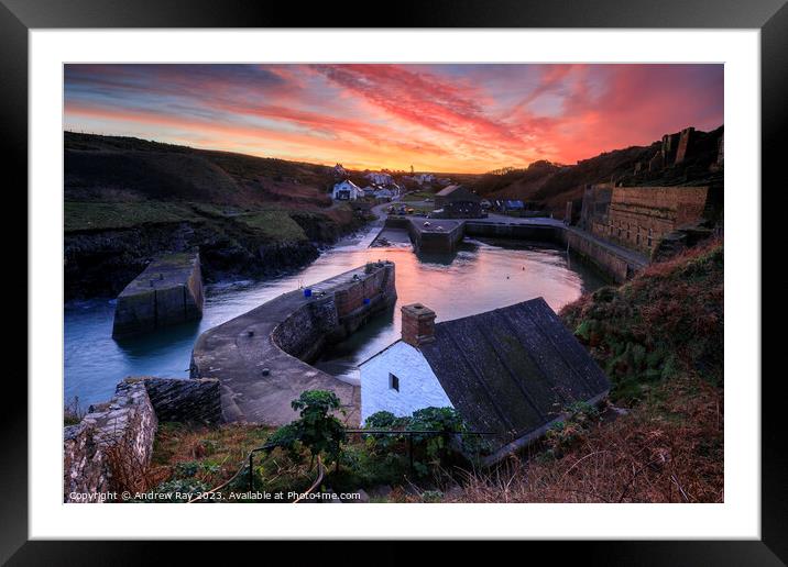 Sunrise over Porthgain Harbour  Framed Mounted Print by Andrew Ray
