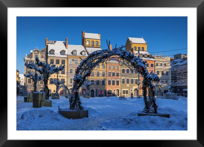 Winter Sunrise At Warsaw Old Town Square Framed Mounted Print by Artur Bogacki