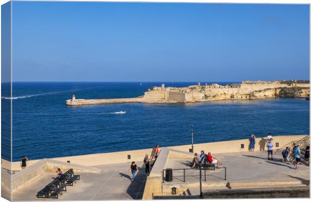 Valletta Seaside Terrace And Fort Ricasoli In Malta Canvas Print by Artur Bogacki
