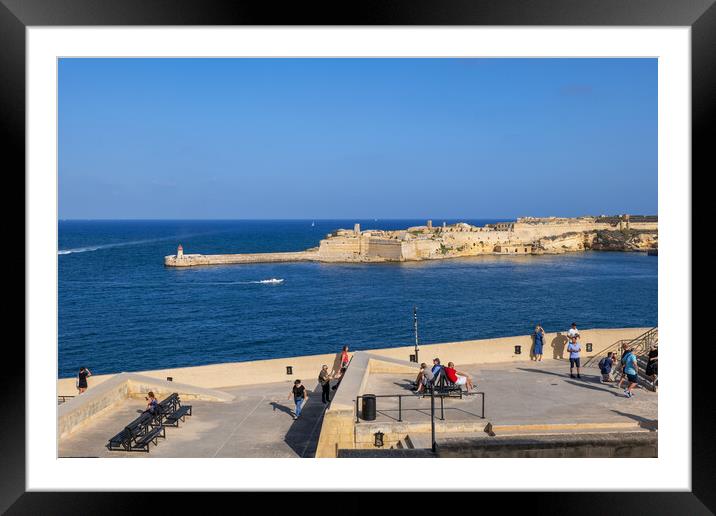 Valletta Seaside Terrace And Fort Ricasoli In Malta Framed Mounted Print by Artur Bogacki