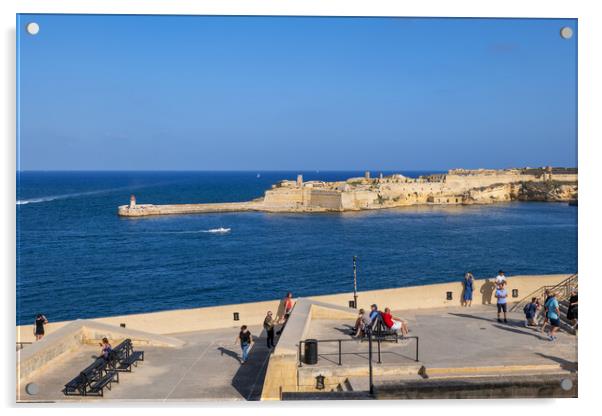 Valletta Seaside Terrace And Fort Ricasoli In Malta Acrylic by Artur Bogacki