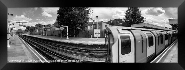 London Tube Station And Train Pano Framed Print by David Pyatt