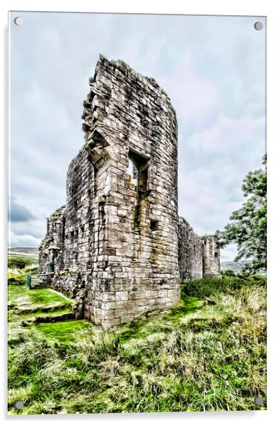 Morton Castle Ruin Acrylic by Valerie Paterson