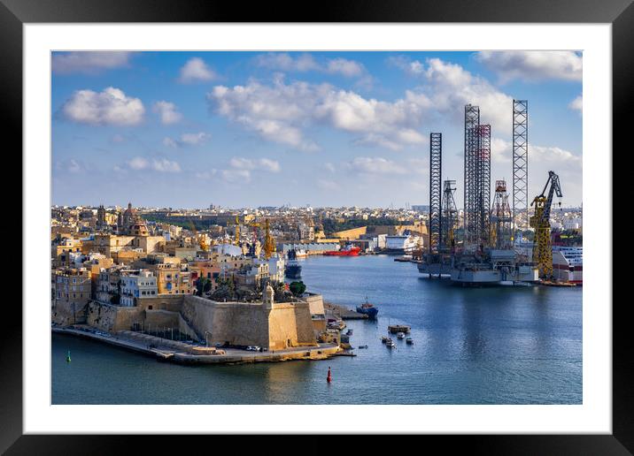 City of Senglea Cityscape in Malta Framed Mounted Print by Artur Bogacki