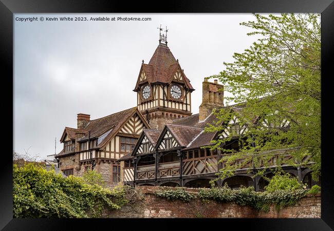 Grand clock tower on old buldings in Ledbury Framed Print by Kevin White