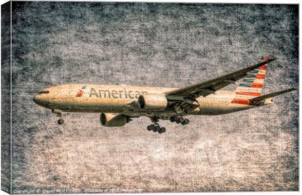 American Airlines Boeing 777 Vintage Canvas Print by David Pyatt