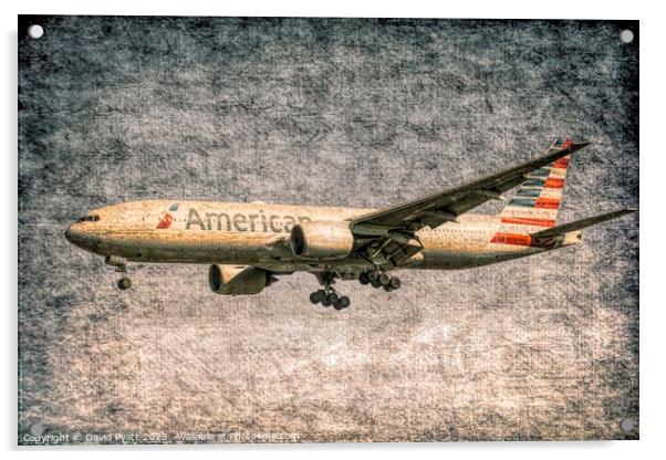 American Airlines Boeing 777 Vintage Acrylic by David Pyatt
