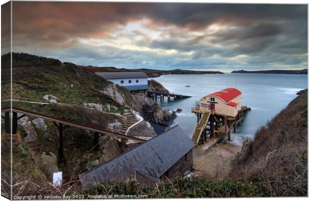 St David's RNLI Stations at sunset  Canvas Print by Andrew Ray