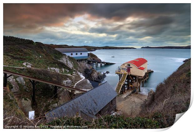 St David's RNLI Stations at sunset  Print by Andrew Ray