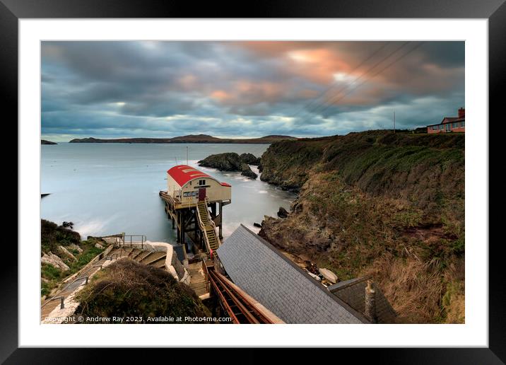 Sunset at St David's RNLI Station Framed Mounted Print by Andrew Ray
