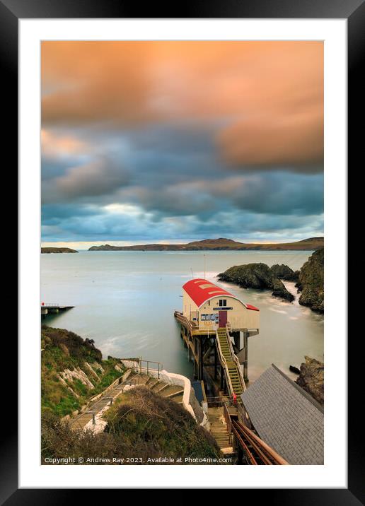St David's RNLI Station at sunset  Framed Mounted Print by Andrew Ray