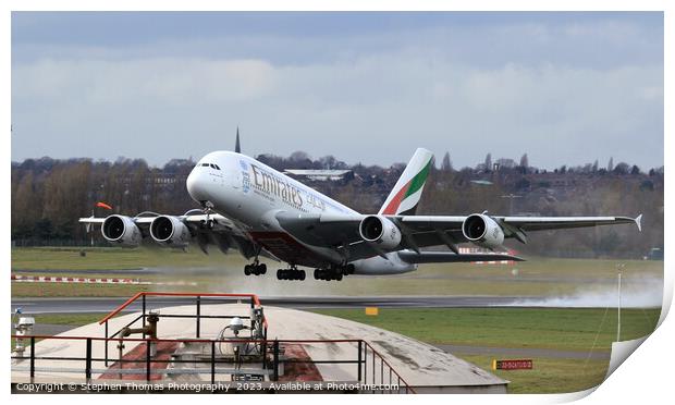 Emirates Airbus A380A Taking Off Print by Stephen Thomas Photography 