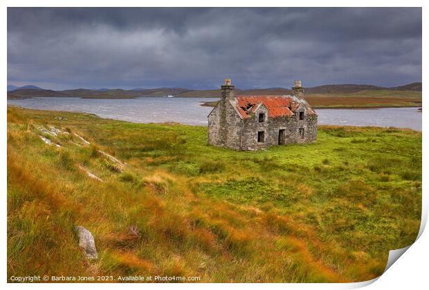 Callanish Derelict Cottage Ruin  Isle of Lewis Sco Print by Barbara Jones