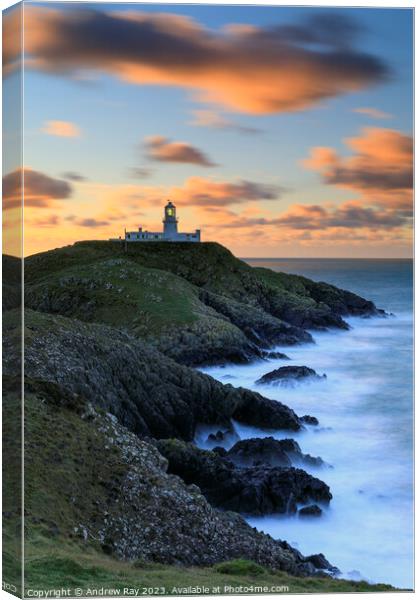 Strumbles Lighthouse at sunset  Canvas Print by Andrew Ray