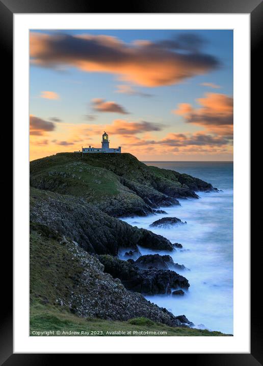 Strumbles Lighthouse at sunset  Framed Mounted Print by Andrew Ray