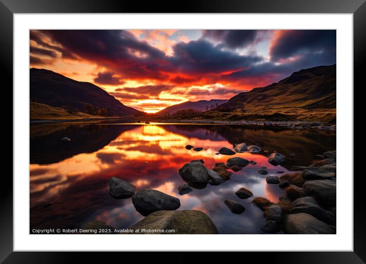 Lake District Sunset Colors Framed Mounted Print by Robert Deering