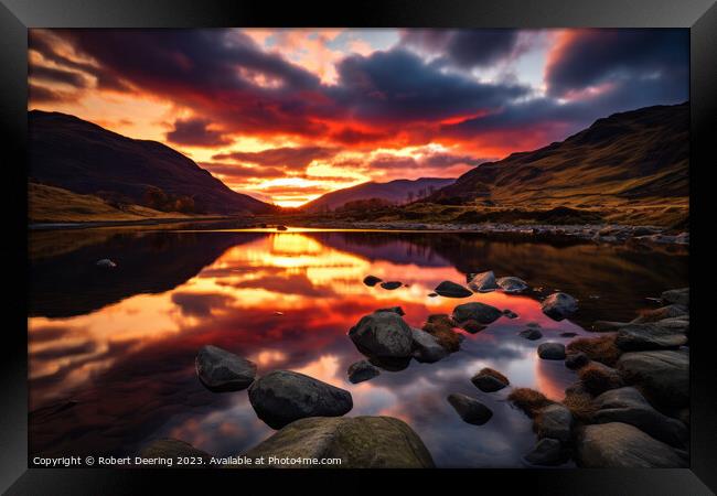Lake District Sunset Colors Framed Print by Robert Deering