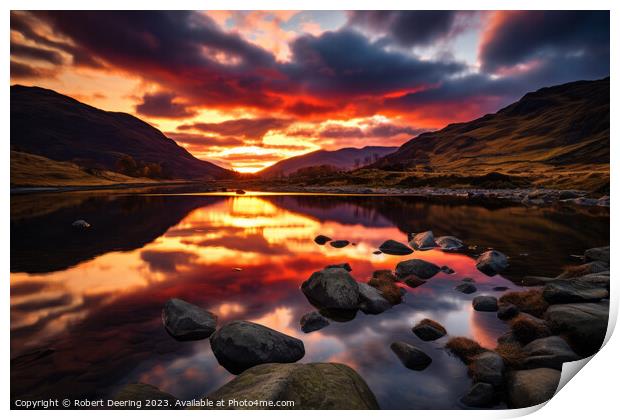 Lake District Sunset Colors Print by Robert Deering