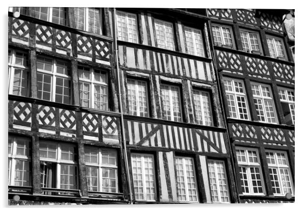Medieval house fronts, Rennes, monochrome Acrylic by Paul Boizot
