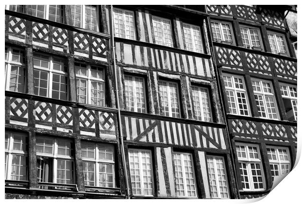 Medieval house fronts, Rennes, monochrome Print by Paul Boizot