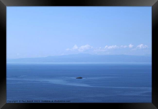 Hazy blue sea view, Skopelos Framed Print by Paul Boizot