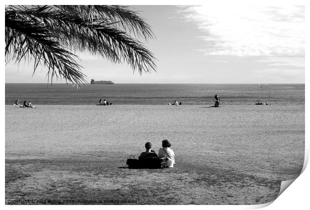 On the beach, Malaga, monochrome  Print by Paul Boizot