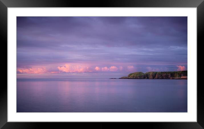 Looking back from the Sunrise over Stonehaven Bay Framed Mounted Print by DAVID FRANCIS