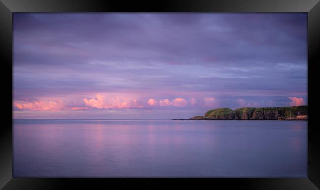 Looking back from the Sunrise over Stonehaven Bay Framed Print by DAVID FRANCIS