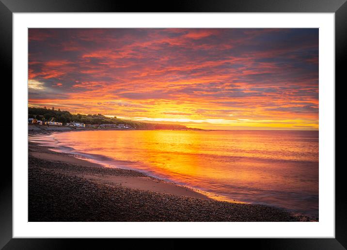 Colourful Sunrise over Stonehaven Bay in Scotland Framed Mounted Print by DAVID FRANCIS