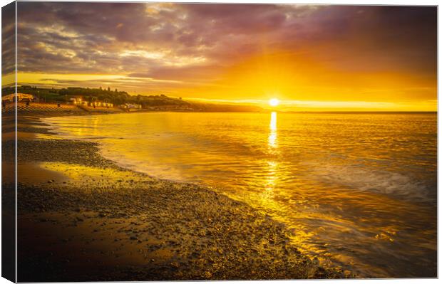 Sunrise over Stonehaven Bay in Scotland Canvas Print by DAVID FRANCIS