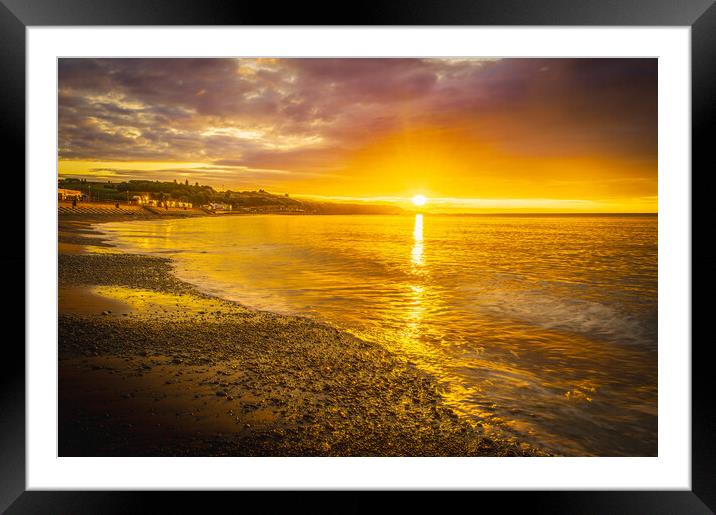 Sunrise over Stonehaven Bay in Scotland Framed Mounted Print by DAVID FRANCIS