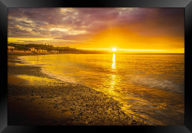 Sunrise over Stonehaven Bay in Scotland Framed Print by DAVID FRANCIS