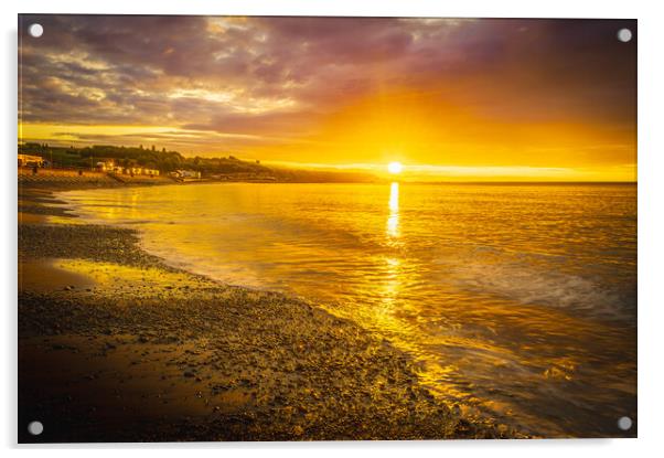 Sunrise over Stonehaven Bay in Scotland Acrylic by DAVID FRANCIS