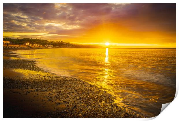 Sunrise over Stonehaven Bay in Scotland Print by DAVID FRANCIS