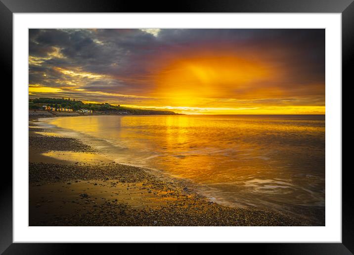  Sunrise over Stonehaven Bay in Scotland Framed Mounted Print by DAVID FRANCIS